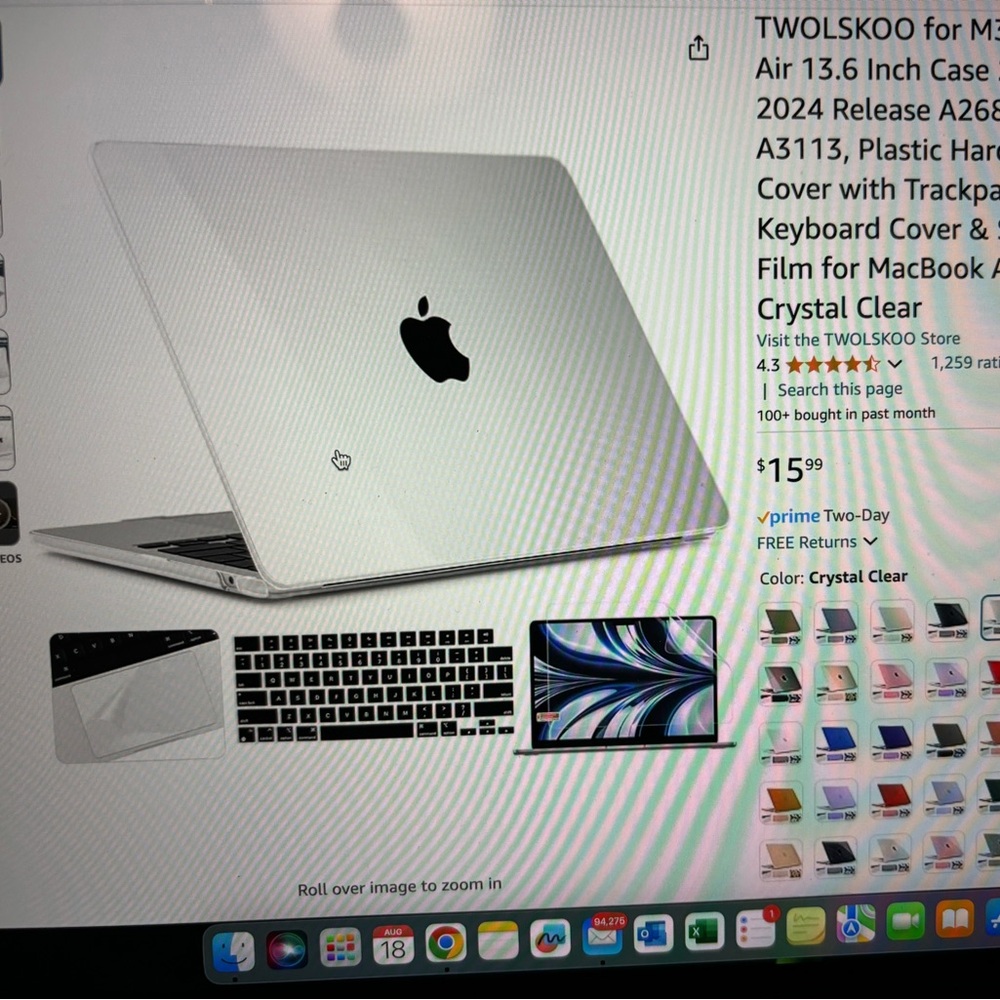 TWOLSKOO for M3 Macbook Air 13.6 Inch Case